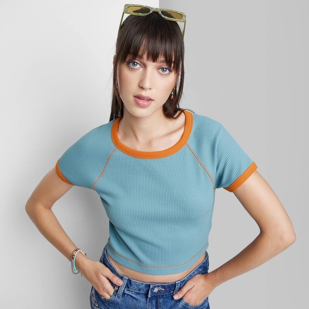 NWT -‎ Wild Fable - Cropped Waffle Knit Henley